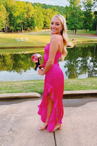 Sweetheart Fuchsia Fitted Frill Dress