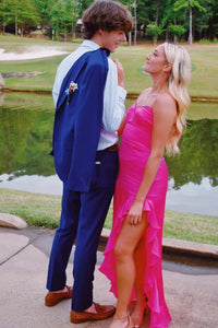 Sweetheart Fuchsia Fitted Frill Dress