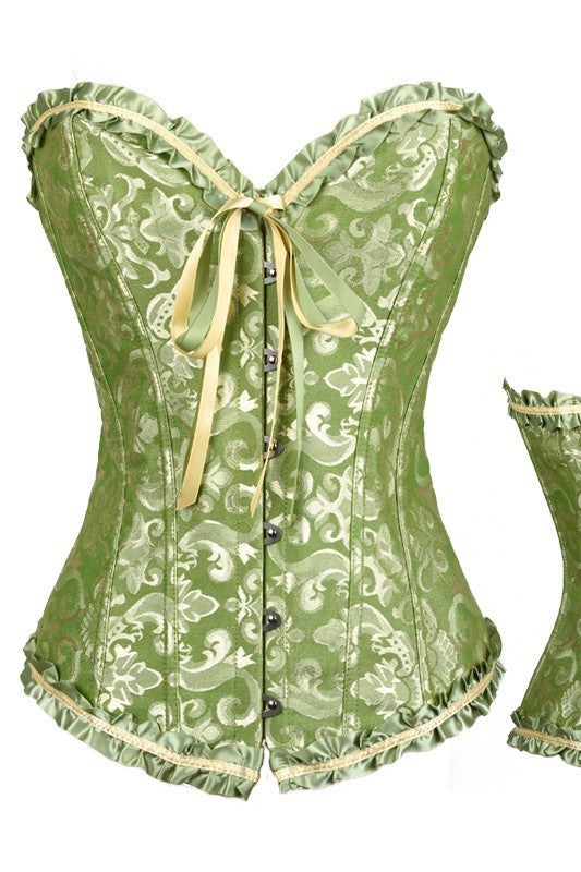 Green Strapless Lace Bustier Corset Top