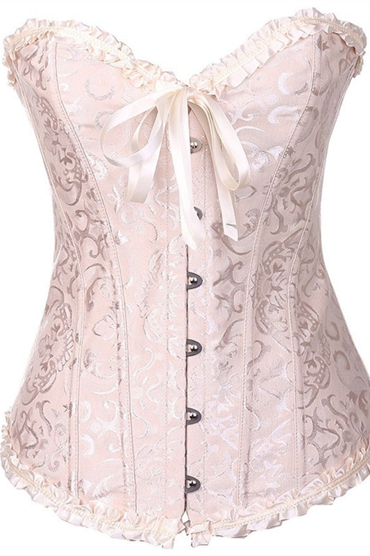 Pink Strapless Lace Bustier Corset Top
