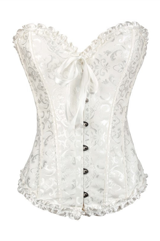 White Strapless Lace Bustier Corset Top