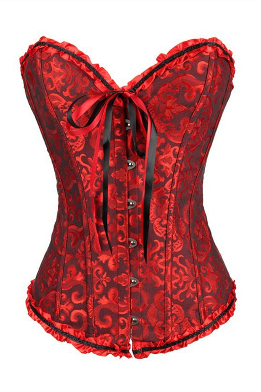 Wine Red Strapless Lace Bustier Corset Top