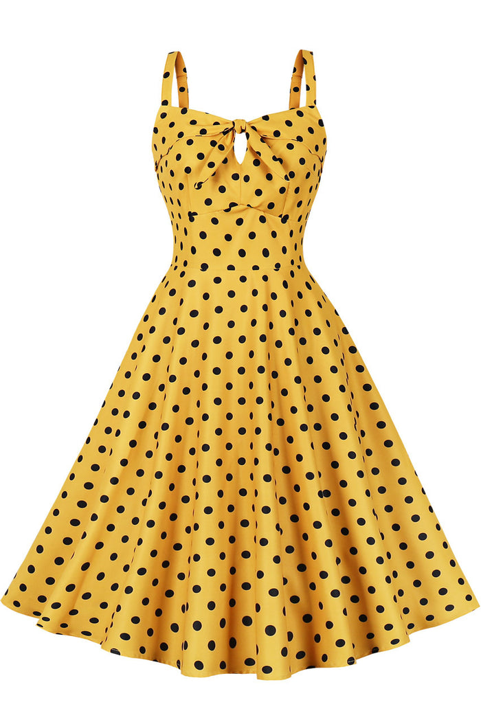 Yellow Dot A-line Silp Vintage Dress