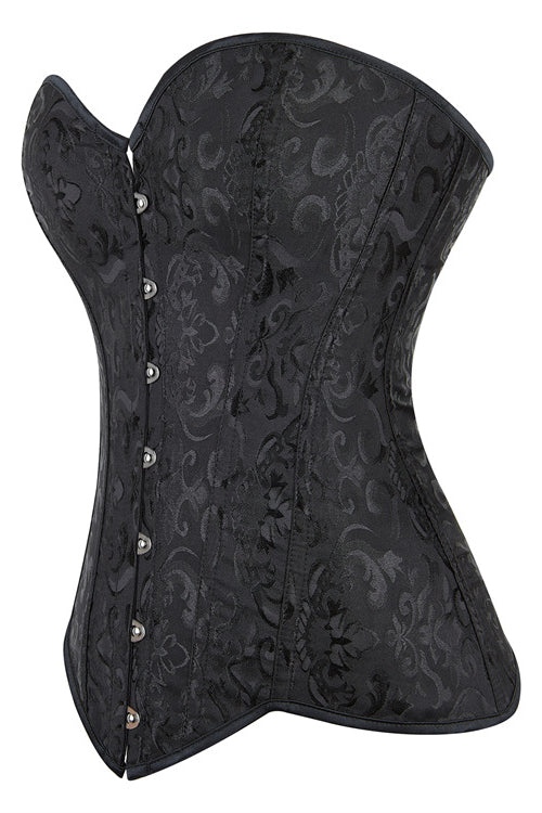 Black Jacquard Strapless Lace-Up Bustier Corset Top