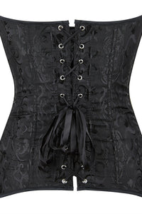 Black Jacquard Strapless Lace-Up Bustier Corset Top