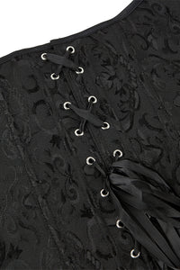 Black Jacquard Strapless Lace-Up Bustier Corset Top