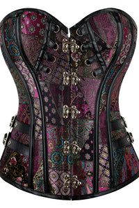 Gothic Purple Strapless Lace-Up Boned Bustier Corset Top