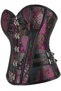 Gothic Purple Strapless Lace-Up Boned Bustier Corset Top