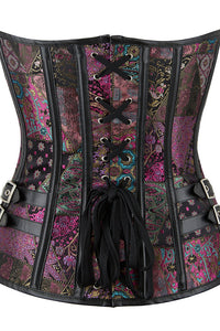 Gothic Purple Strapless Lace-Up Boned Bustier Corset Top