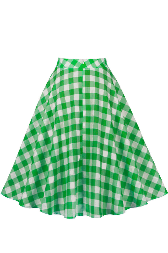 Green Plaid A-line Skirt