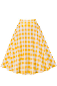 Orange Plaid A-line Skirt