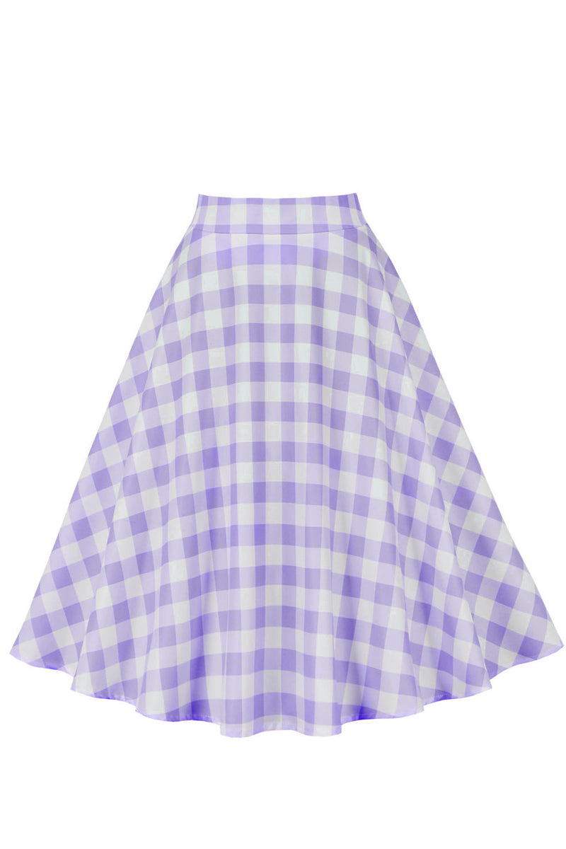 Purple Plaid A-line Skirt