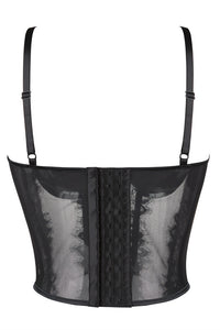 Black Straps Eyelash Lace Sheer Bustier Corset Top