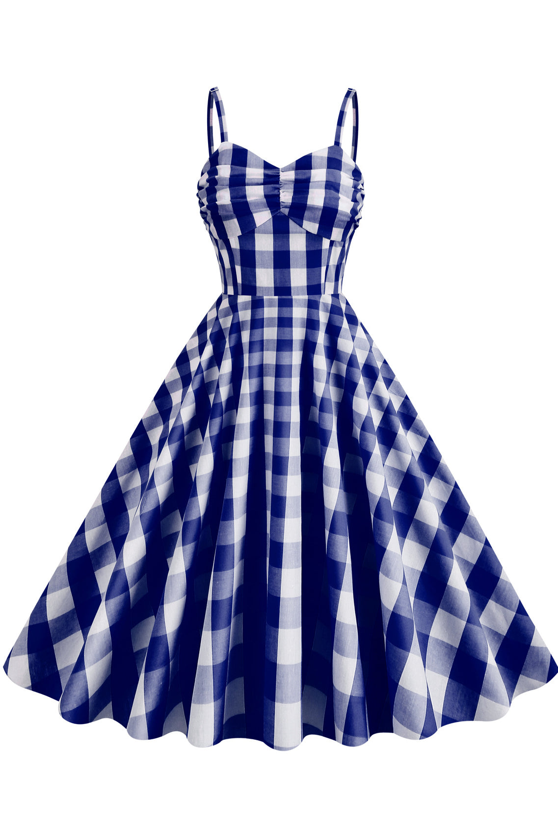 Blue Straps Plaid Herbene Dress