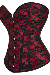 Red Strapless Laced Boned Lace-Up Bustier Corset Top