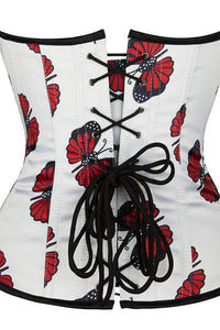 White Butterfly Strapless Lace-Up Bustier Corset Top