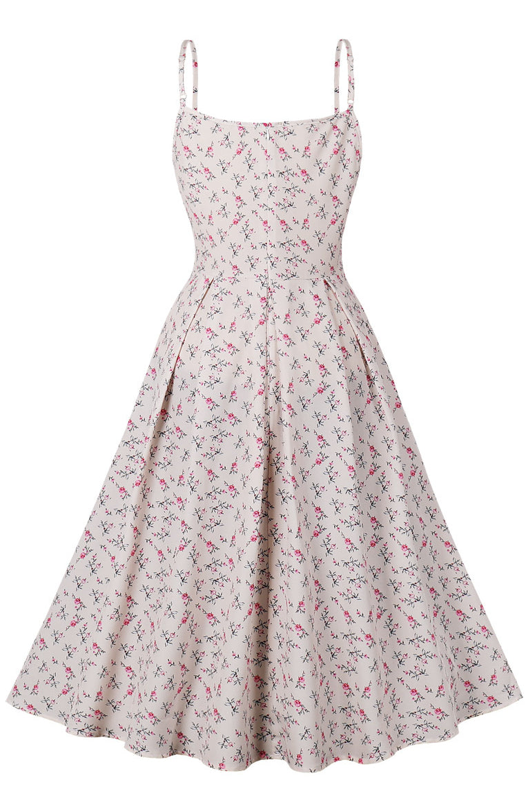 Ivory Floral A-line Slip Vinatge Dress