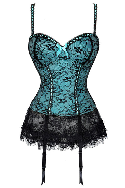 Green Straps Lace Bustier Corset Top