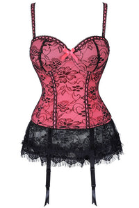 Rose Pink Straps Lace Bustier Corset Top