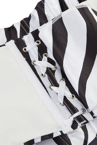 Black and White Strapless Lace-Up Bustier Corset Top