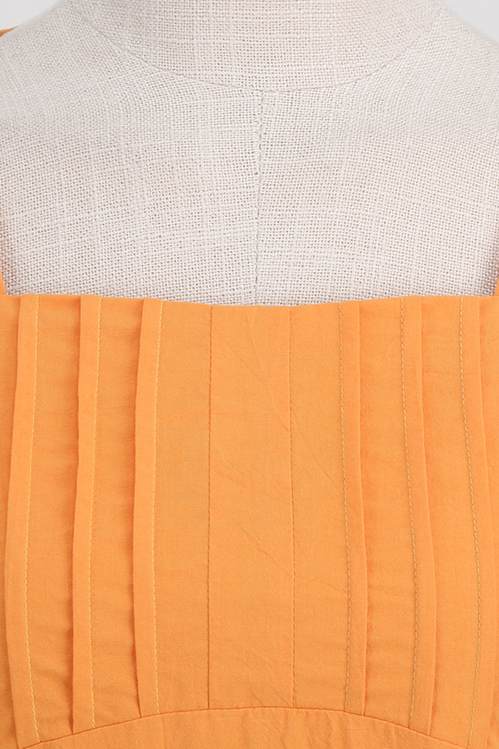 Vintage Orange Square Neck Puff Sleeves A-line Dress