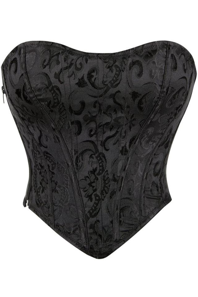 Black Strapless Jacquard Lace-Up Bustier Corset Top – Dreamdressy