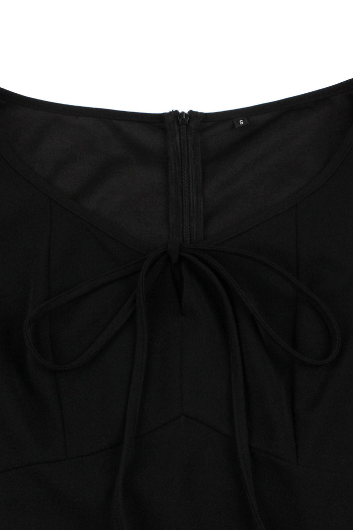 Black Dot Bell Sleeves A-line Vintage Dress