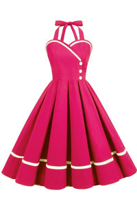 Rose Pink Halter A-line Vintage Dress