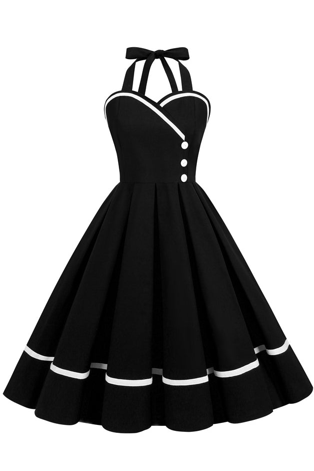 Black Halter A-line Vintage Dress