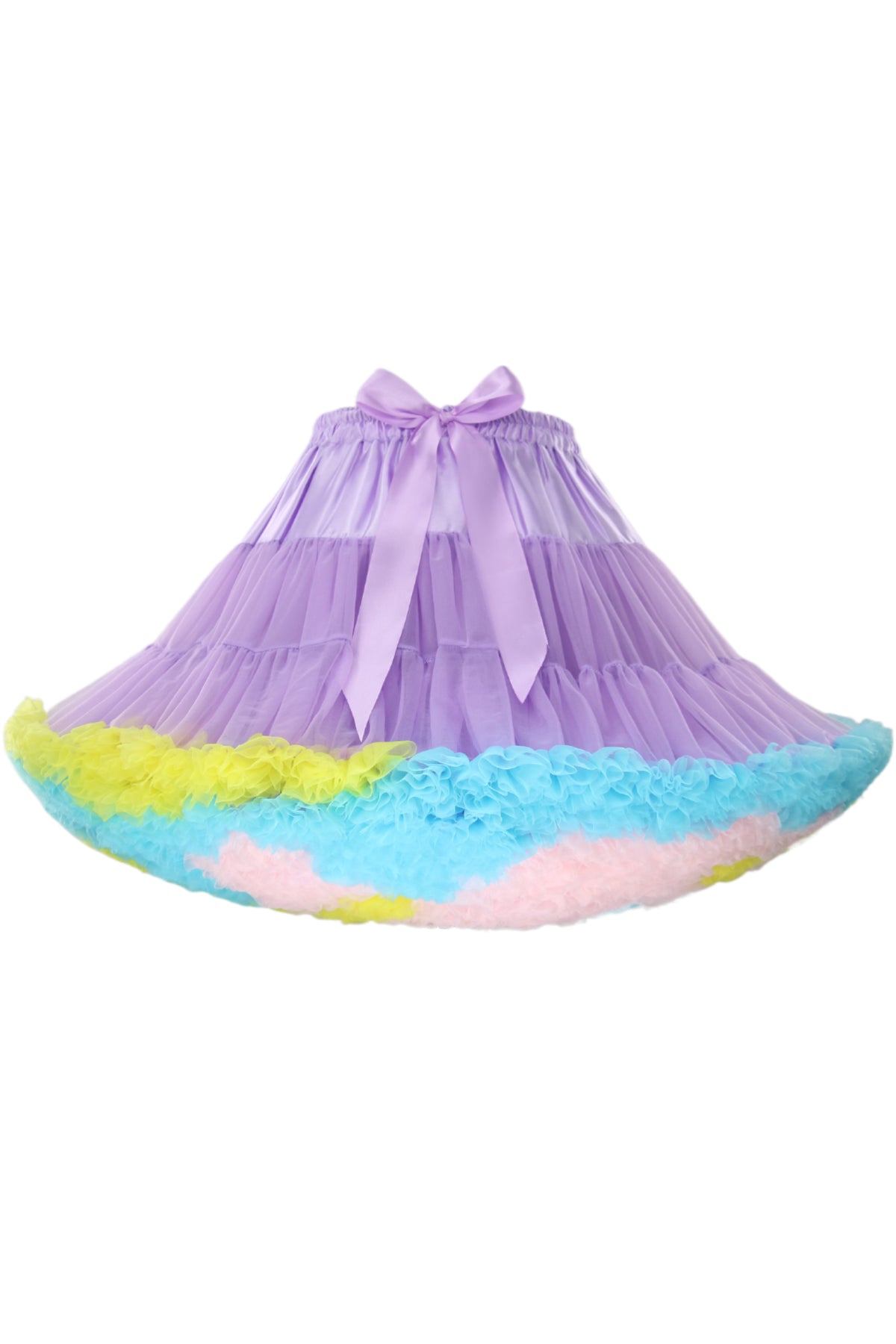 Lavender Tulle Tutu Min Petticoat with Multi-Colored Hemline