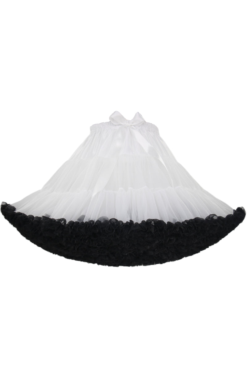 White Tulle Tutu Min Petticoat with Black Hemline