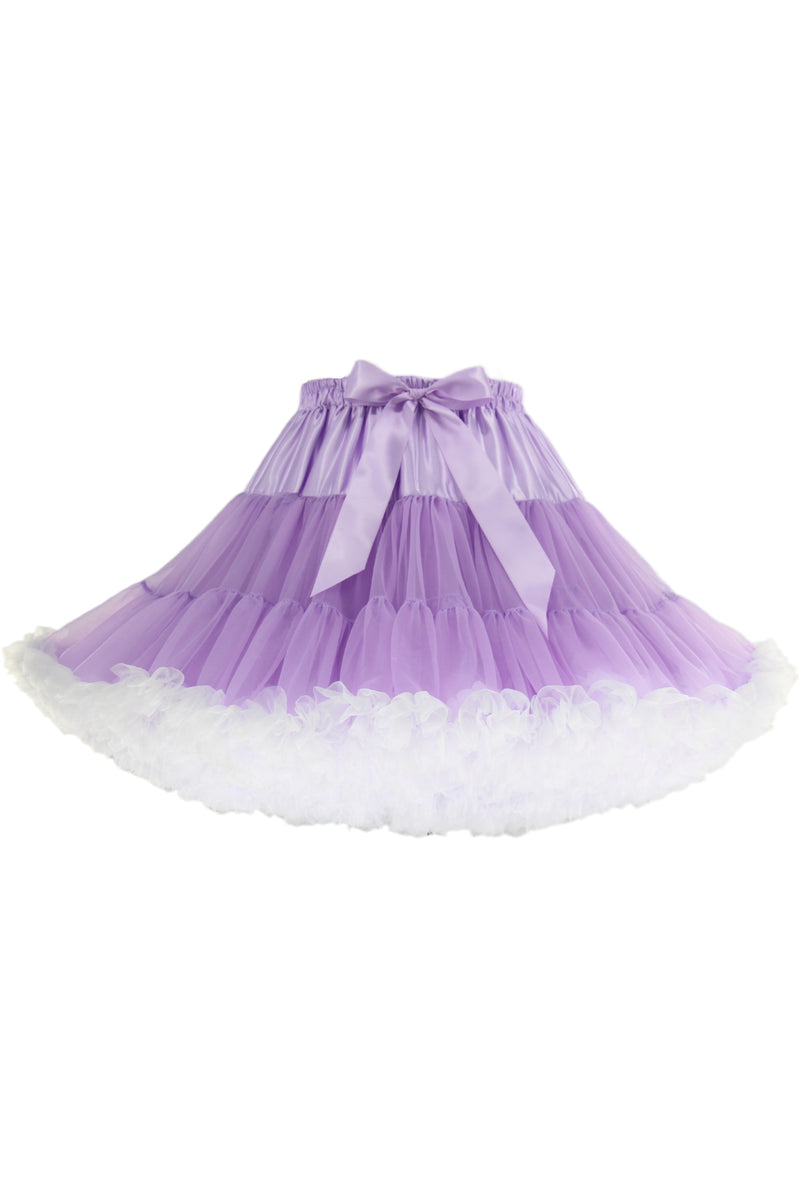 Lavender Tulle Tutu Min Petticoat with White Hemline