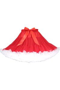 Red Tulle Tutu Min Petticoat with White Hemline