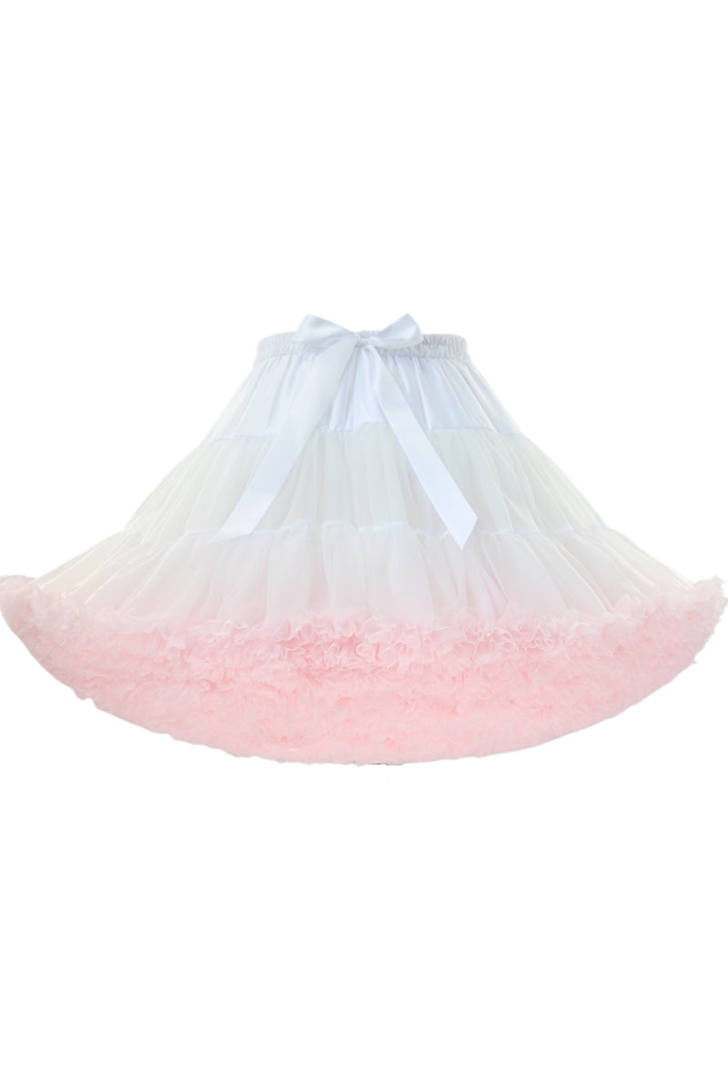 White Tulle Tutu Min Petticoat with Pink Hemline