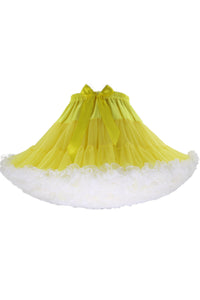 Yellow Tulle Tutu Min Petticoat with White Hemline