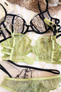 Black & Green Illusion Embroidery Lingerie