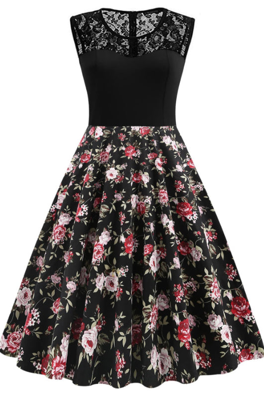 5 Styles of Floral Sleeveless A-line Vintage Dress