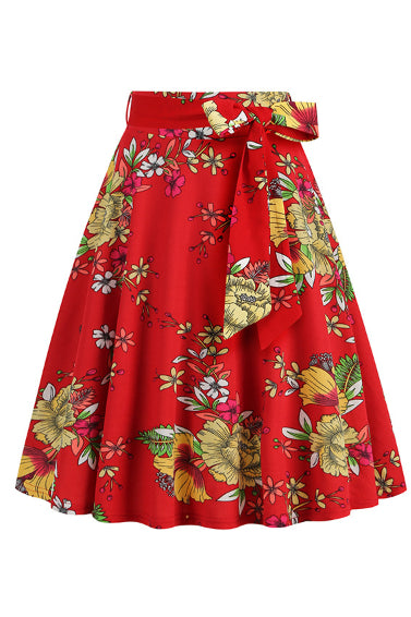 5 Styles Floral A-line Skirt with Bow
