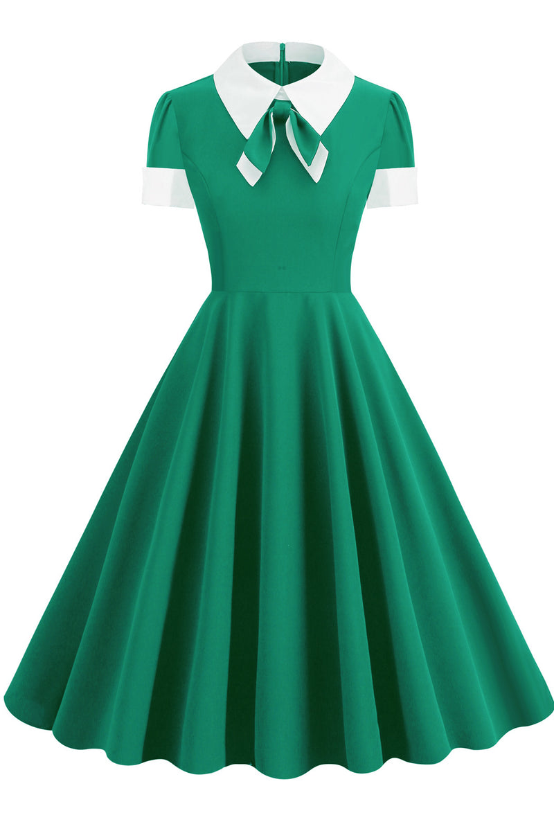 1950s Green Shirt Collar A-line Dress