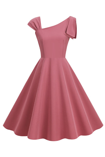 Pink Asymmetrical A-line Vintage Dress