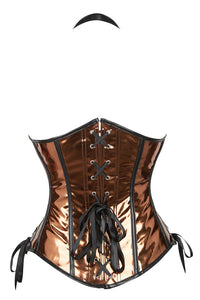 Gothic Brown Halter Leather Lace-Up Bustier Corset Top