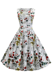 4 Styles Floral Sleeveless A-line Vintage Dress