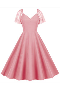 Pink Flaunt Sleeves A-line Vintage Dress