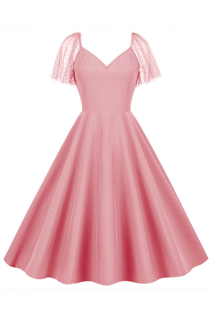 Pink Flaunt Sleeves A-line Vintage Dress