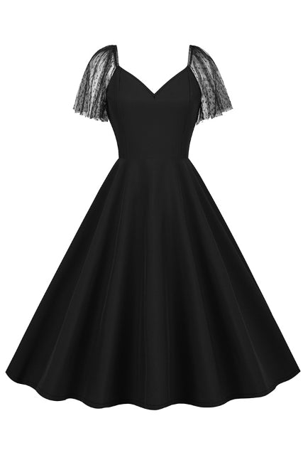 Black Flaunt Sleeves A-line Vintage Dress