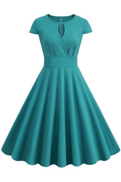 Jade Keyhold A-line Cap Sleeves Vintage Dress