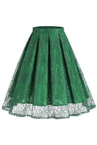 Green Lace A-line Vintage Skirt
