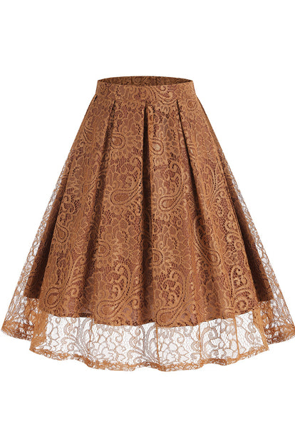 Brown Lace A-line Vintage Skirt