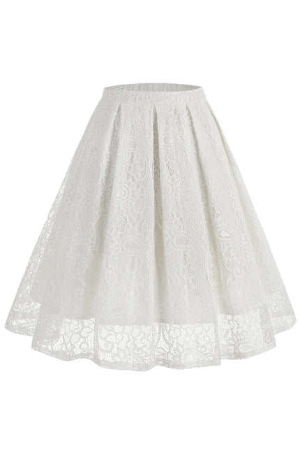 White Lace A-line Vintage Skirt