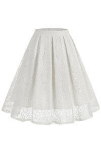 White Lace A-line Vintage Skirt